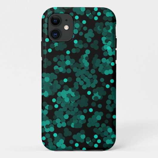 Turquoise groen polka dot patroon op zwart Case-Mate iPhone case (Achterkant)