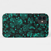 Turquoise groen polka dot patroon op zwart Case-Mate iPhone case (Achterkant (horizontaal))