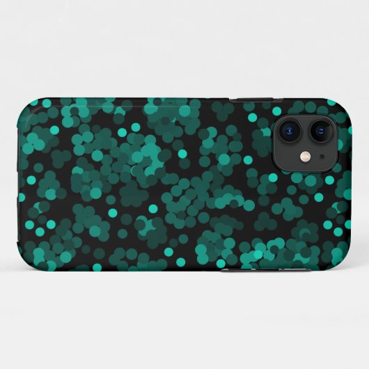 Turquoise groen polka dot patroon op zwart Case-Mate iPhone case (Achterkant (horizontaal))