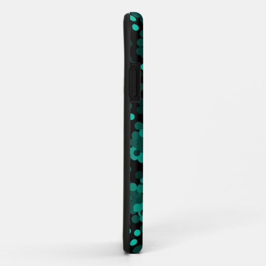 Turquoise groen polka dot patroon op zwart Case-Mate iPhone case (Achterkant/rechts)