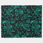Turquoise groen polka dot patroon op zwart fleece deken (Voorkant (Horizontaal))