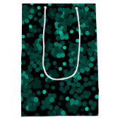 Turquoise groen polka dot patroon op zwart medium cadeauzakje (Achterkant)