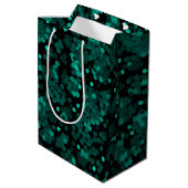 Turquoise groen polka dot patroon op zwart medium cadeauzakje (Achterkant Gekanteld)