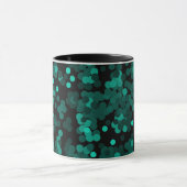 Turquoise groen polka dot patroon op zwart mok (Midden)