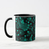 Turquoise groen polka dot patroon op zwart mok (Links)