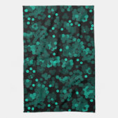 Turquoise groen polka dot patroon op zwart theedoek (Verticaal)