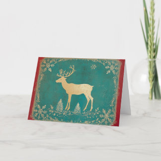 Turquoise groen rendier met goudfolie kaart