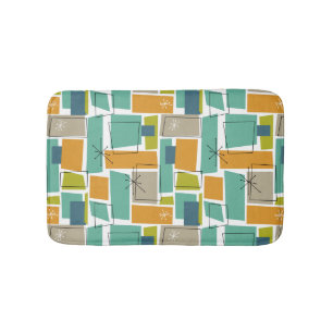Turquoise Groen Sinaasappel Funky Squares Mid Cent Badmat