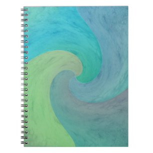 Turquoise Groen Waterverf Golf Modern Kunst Notitieboek