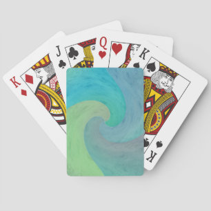 Turquoise Groen Waterverf Golf Modern Kunst Pokerkaarten
