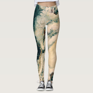 Turquoise Groen Waterverf Kosmische Sterrenstelsel Leggings