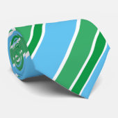 Turquoise Groen Witte Diagonale Candy Strepen Gest Stropdas (Opgerold)