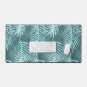 Turquoise groene aquarel tropisch blad bureaumat (Keyboard & Muis)