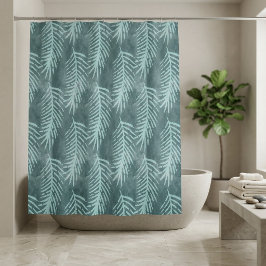 Turquoise groene aquarel tropisch blad douchegordijn