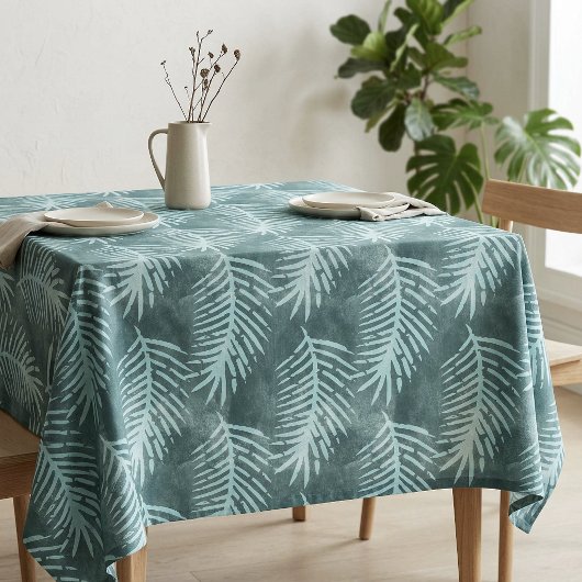 Turquoise groene aquarel tropisch blad tafelkleed