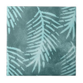 Turquoise groene aquarel tropisch blad tegeltje (Voorkant)