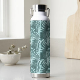 Turquoise groene aquarel tropische botanische blad waterfles