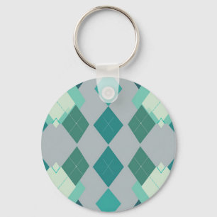 Turquoise groene argyle diamant patroon sleutelhanger