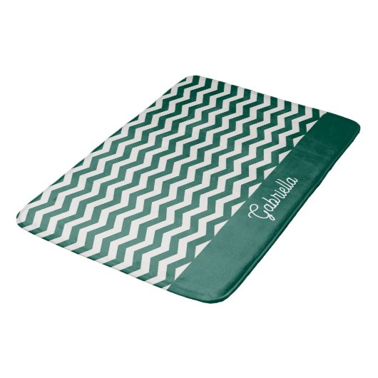 Turquoise groene Chevron zigzag streeppatroon Badmat (Gekanteld)