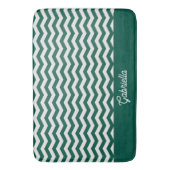 Turquoise groene Chevron zigzag streeppatroon Badmat (Voorkant Verticaal)