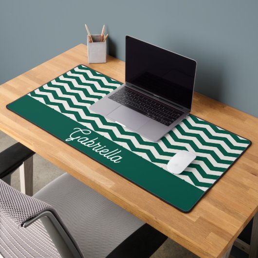 Turquoise groene Chevron zigzag streeppatroon Bureaumat (Kantoor 2)