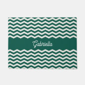 Turquoise groene Chevron zigzag streeppatroon Deurmat (Voorkant)