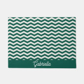 Turquoise groene Chevron zigzag streeppatroon Deurmat (Voorkant)