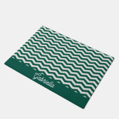 Turquoise groene Chevron zigzag streeppatroon Deurmat (Schuin)