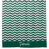 Turquoise groene Chevron zigzag streeppatroon Douchegordijn (Voorkant)