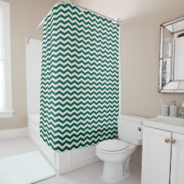 Turquoise groene Chevron zigzag streeppatroon Douchegordijn