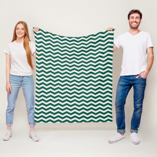 Turquoise groene Chevron zigzag streeppatroon Fleece Deken (In situ)