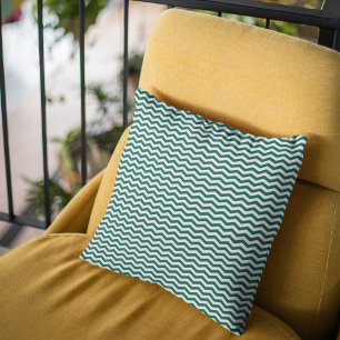Turquoise groene Chevron zigzag streeppatroon Kussen