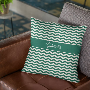 Turquoise groene Chevron zigzag streeppatroon Kussen