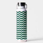 Turquoise groene Chevron zigzag streeppatroon Waterfles (Achterkant)