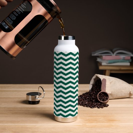 Turquoise groene Chevron zigzag streeppatroon Waterfles (Koffie (Gedraaid)  )