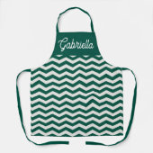 Turquoise groene Chevron zigzaggende streeppatroon Schort (Voorkant)