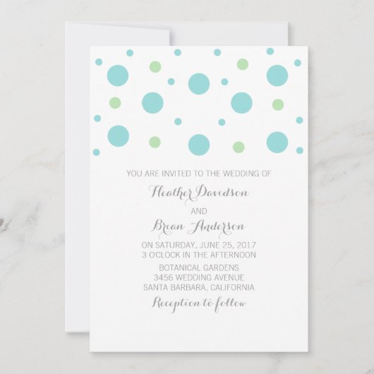 Turquoise groene Confetti bruiloft uitnodiging (Voorkant)