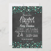 Turquoise Groene Confetti Schoolbord Bruidsdouche Kaart (Voorkant)