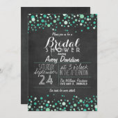 Turquoise Groene Confetti Schoolbord Bruidsdouche Kaart (Voorkant / Achterkant)