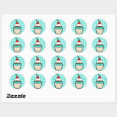 Turquoise Groene Cupcake Ronde Sticker (Vel)