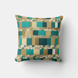 Turquoise groene en gouden geometrische patroon me kussen