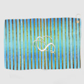 Turquoise, Groene, en Witte Stripes  Golfhanddoek (Horizontaal)