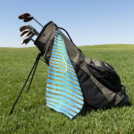 Turquoise, Groene, en Witte Stripes Golfhanddoek