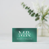 Turquoise Groene Folie Monogram QR-code & Sociale  Visitekaartje (Staand voorkant)