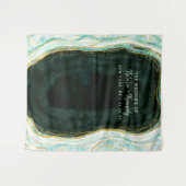 Turquoise Groene Geode Trouwfotokiosk Achtergrond Wandkleed (Voorkant (horizontaal))