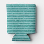 Turquoise Groene Glitter Horizontale Strepen Blikjeskoeler (Achterkant)