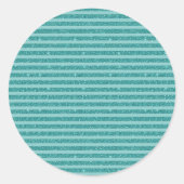 Turquoise Groene Glitter Horizontale Strepen Ronde Sticker (Voorkant)