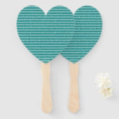 Turquoise Groene Glitter Stijl Horizontale Strepen Handwaaier (Voorkant en achterkant)
