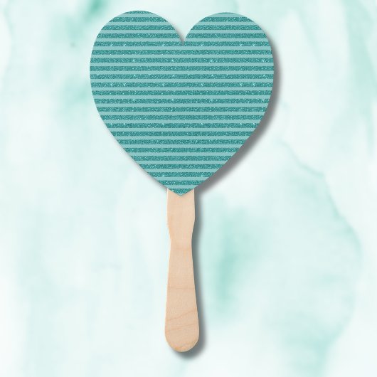 Turquoise Groene Glitter Stijl Horizontale Strepen Handwaaier