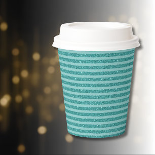 Turquoise Groene Glitter Stijl Horizontale Strepen Papieren Bekers